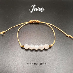 KC Gems Co. Natural Moonstone Slide Bracelet - June Birthstone